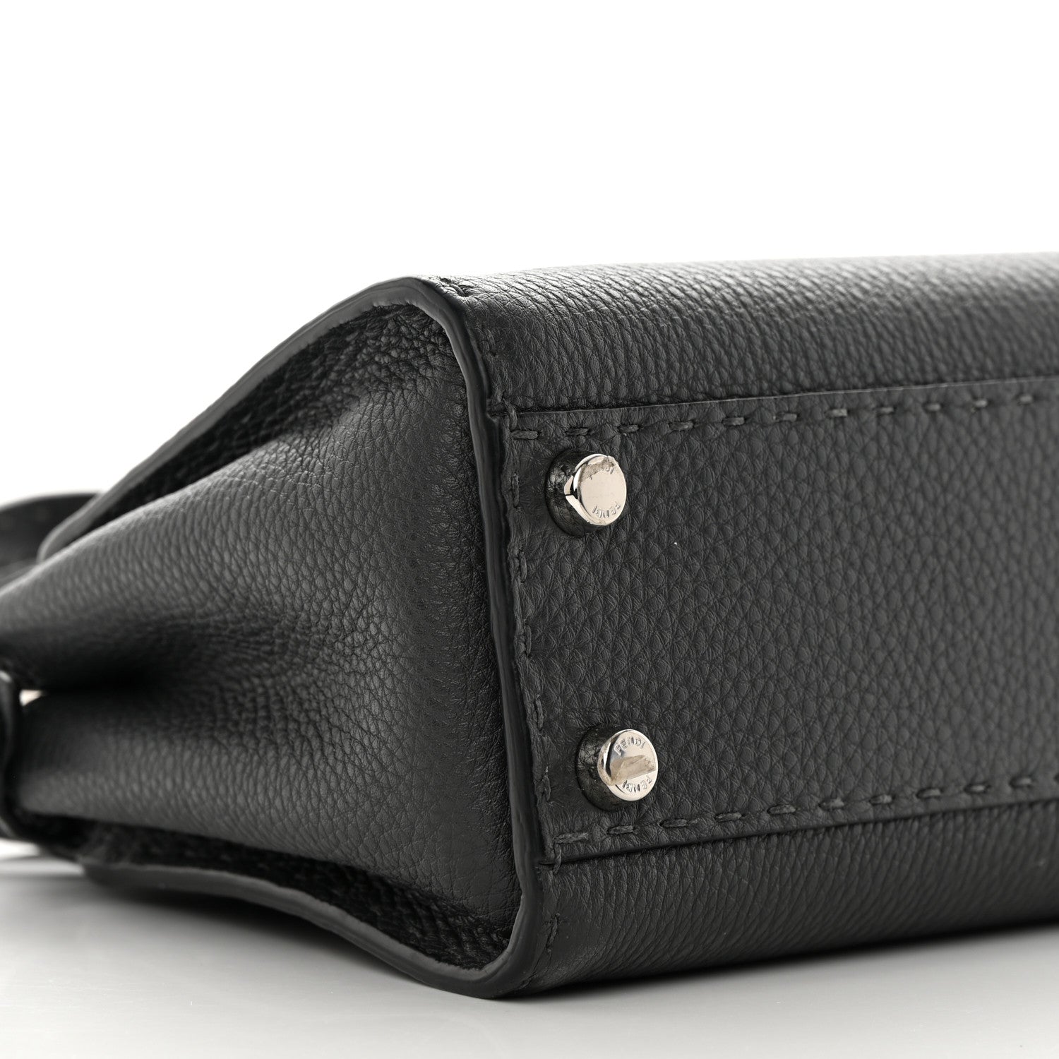 Fendi Cuoio Romano Selleria Bi-Color Mini Peekaboo Iconic Satchel Asfalto Latte 10 of 13