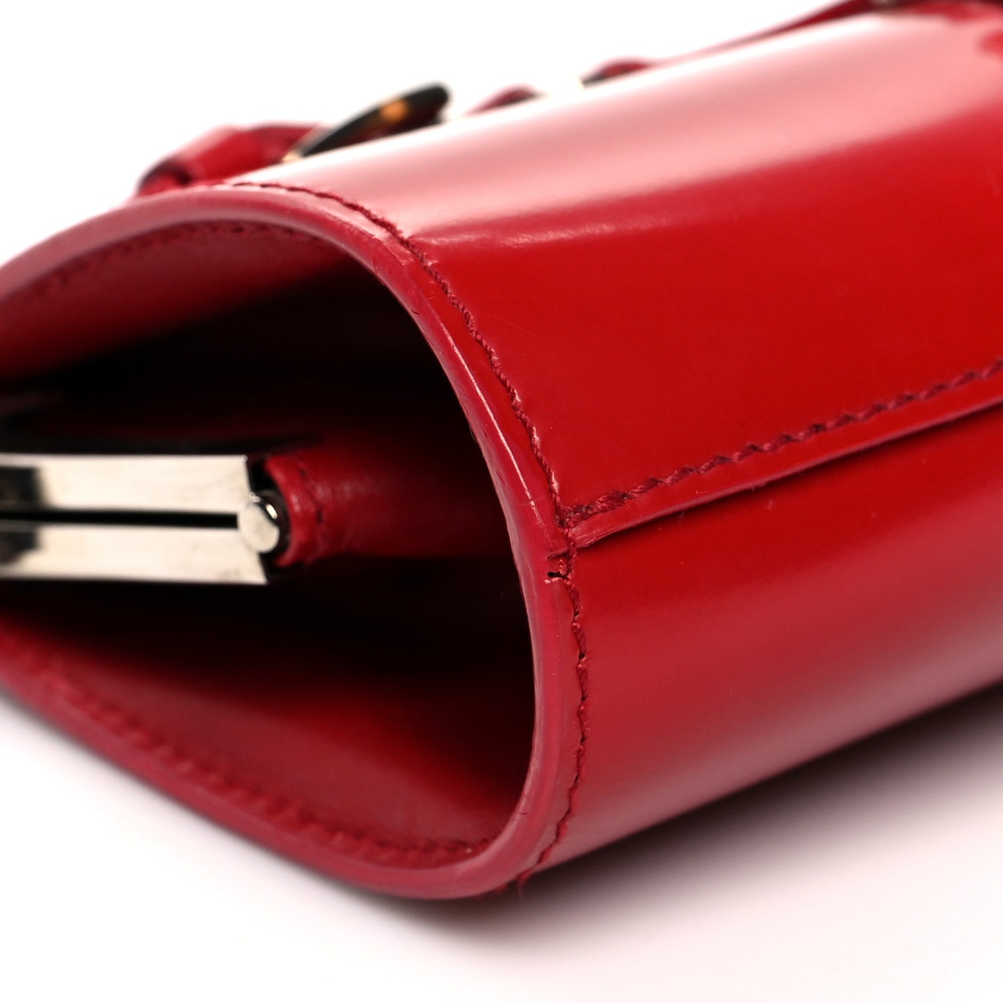 Glazed Calfskin Bondage Wristlet Clutch Rouge