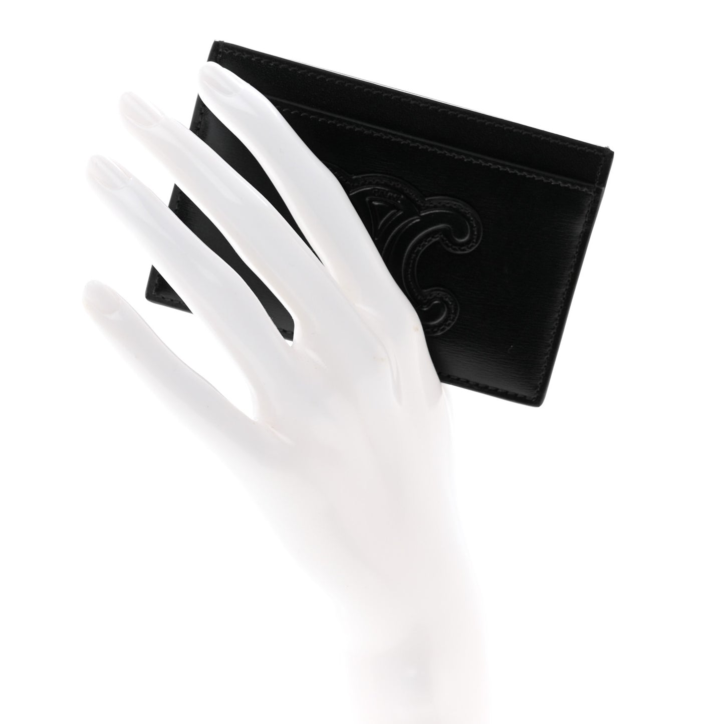 Smooth Lambskin Triomphe Card Holder Black