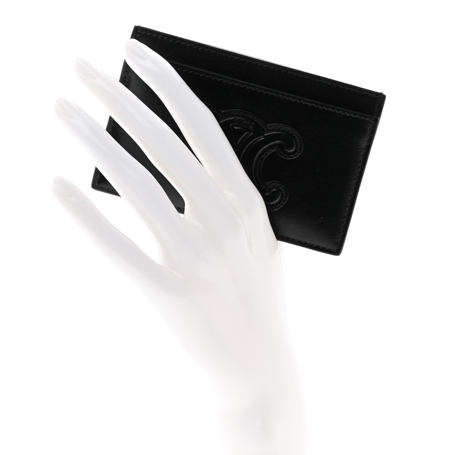 Celine Smooth Lambskin Triomphe Card Holder Black 2 of 8