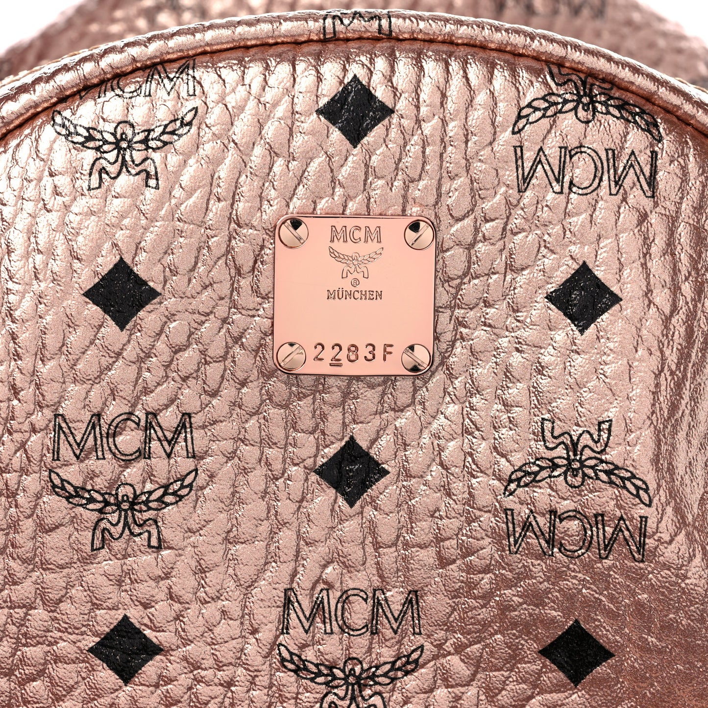Metallic Visetos Side Stud Mini Stark Backpack Champagne Gold