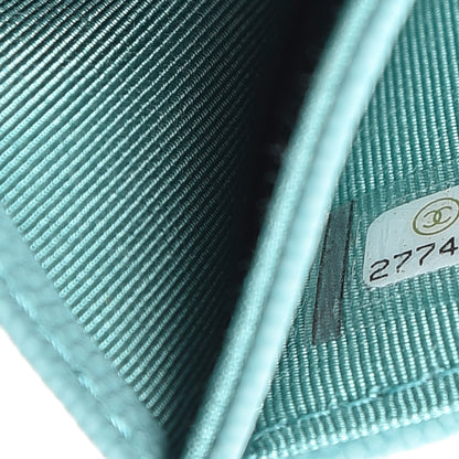 Chanel Caviar Chevron Quilted Card Holder Wallet Green 8 of 9
