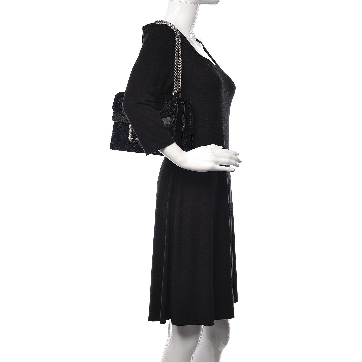 Gucci Velvet Skipper GG Monogram Small Dionysus Shoulder Bag Blue Beige Black 2 of 6