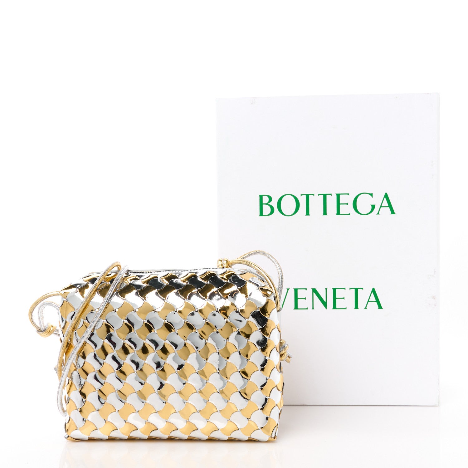 Bottega Veneta Metallic Lambskin Intrecciato Knot Small Loop Camera Bag Silver Gold 10 of 10