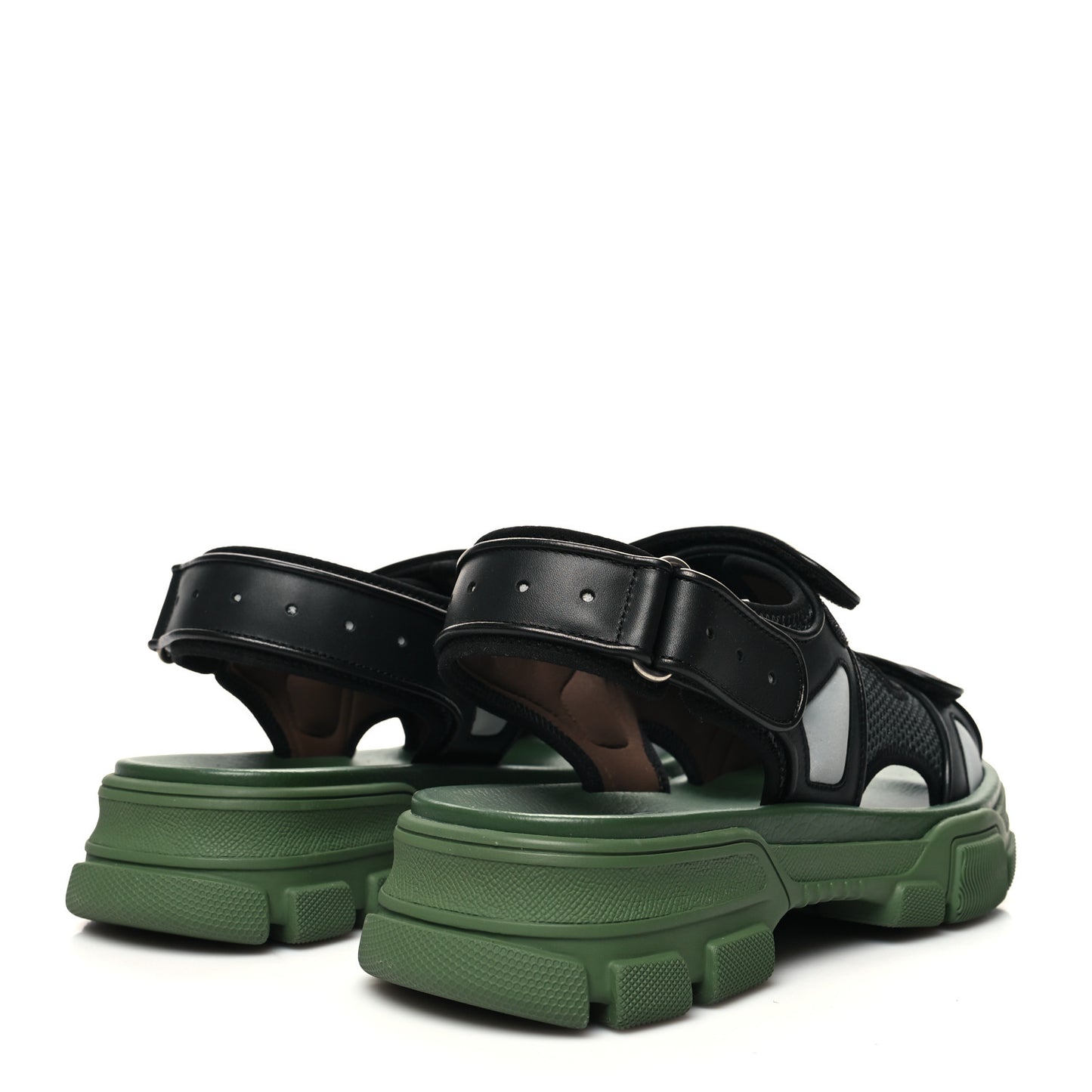 X SEGA Nappa Mesh Mens Aguru Sandals 8 Loess Black Green