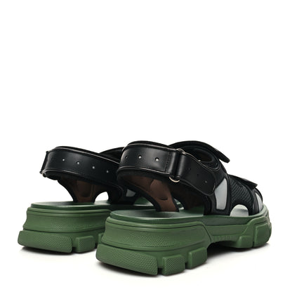 Gucci X SEGA Nappa Mesh Mens Aguru Sandals 8 Loess Black Green 4 of 9