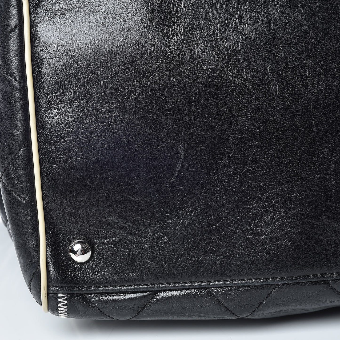 Lambskin Quilted Large East West Tote Black