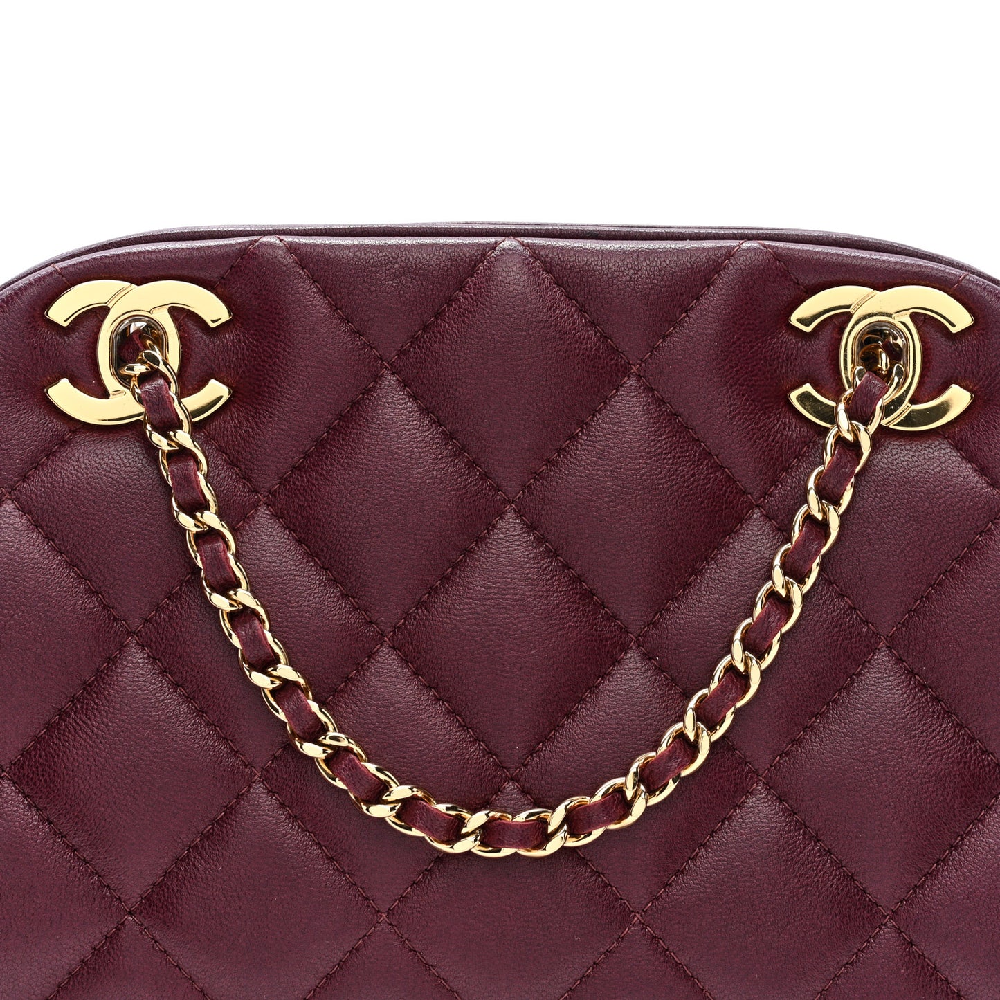 Lambskin Quilted CC Clutch With Chain Burgundy