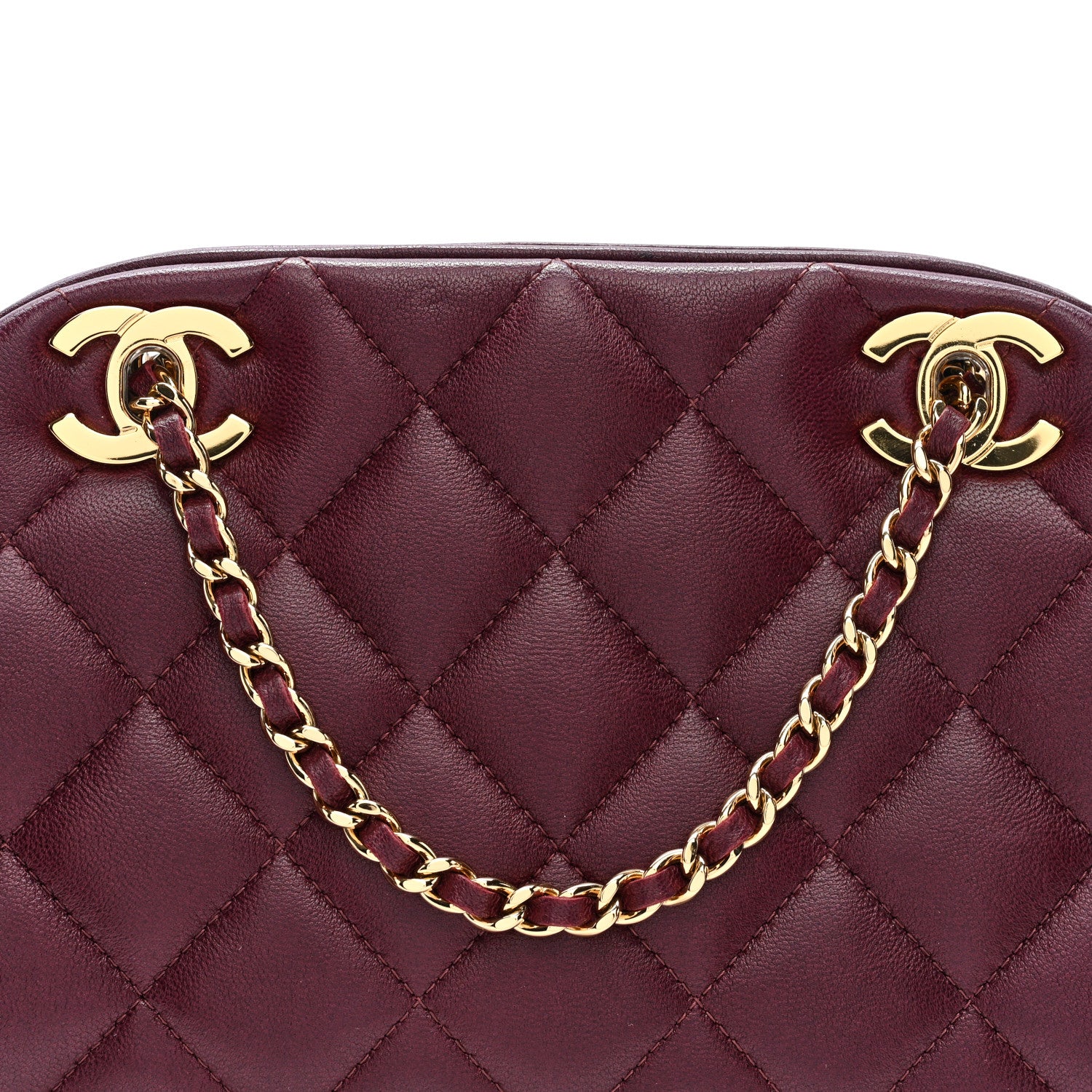 Chanel Lambskin Quilted CC Clutch With Chain Burgundy 8 of 10