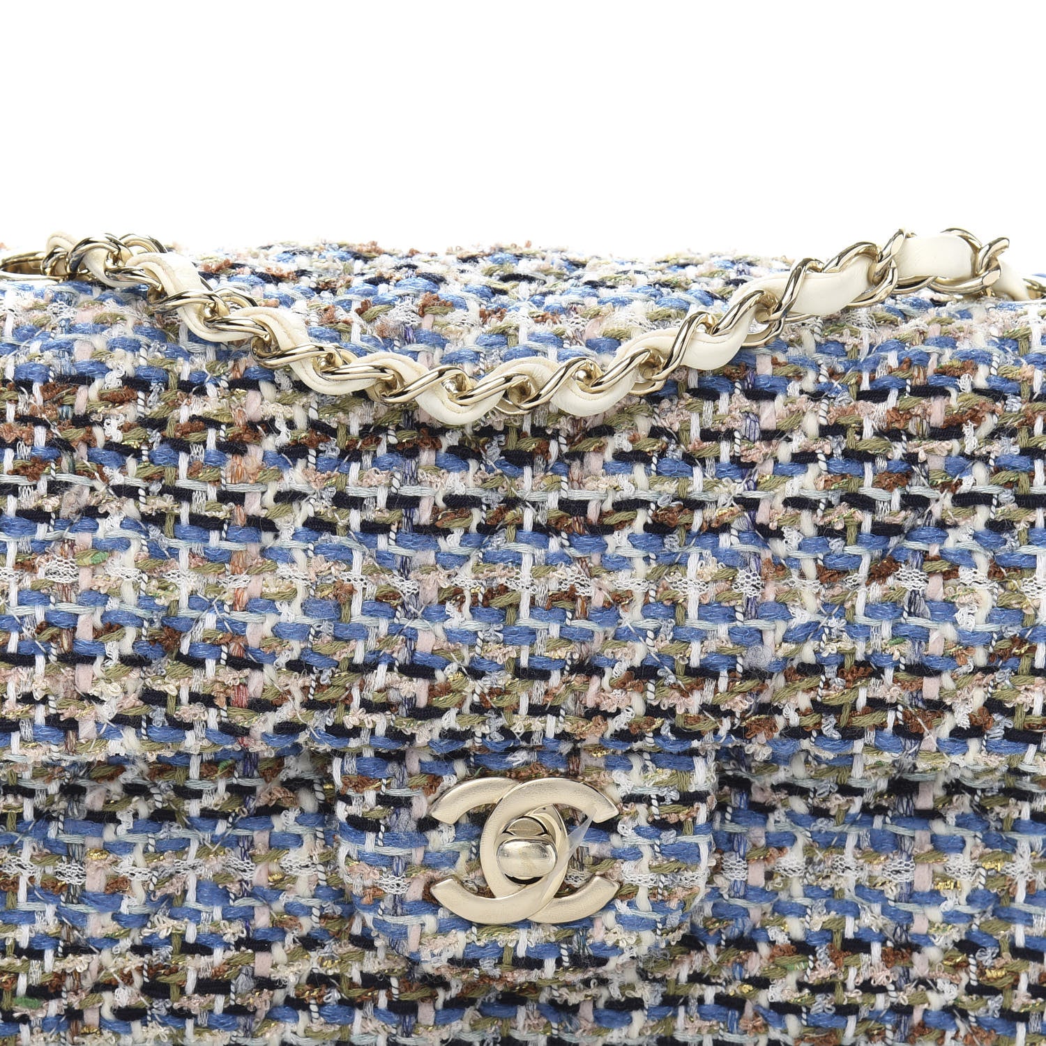 Chanel Tweed Quilted Mini Rectangular Flap Blue Multicolor 9 of 10