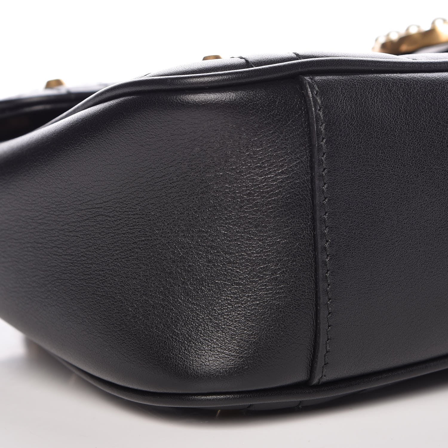 Gucci Calfskin Matelasse Studded Small Pearly GG Marmont Shoulder Bag Black 8 of 9
