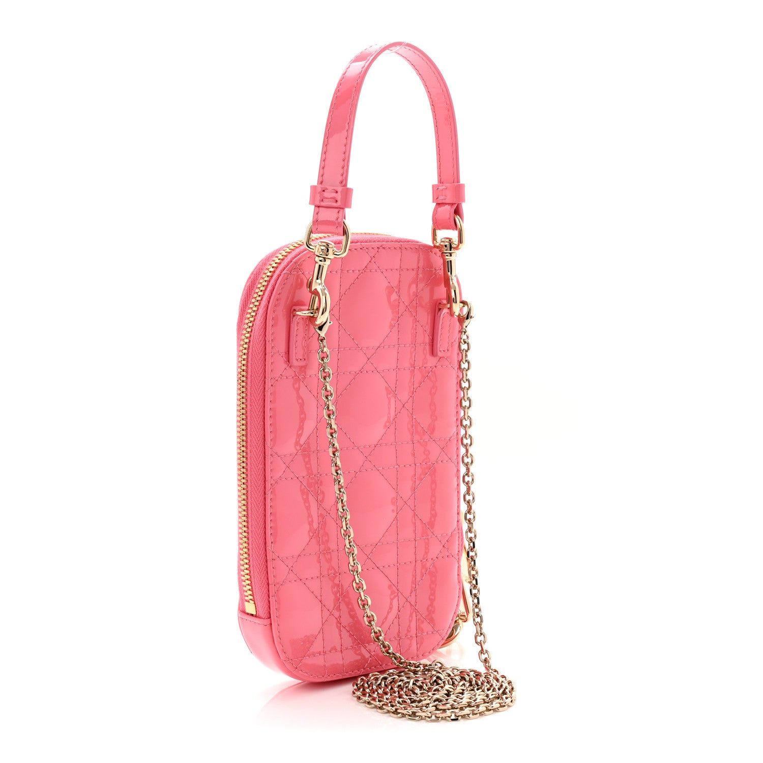 Christian Dior Patent Cannage Lady Dior Phone Holder Pink 3 of 11