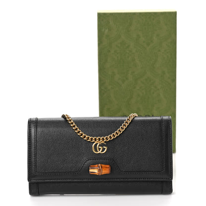 Gucci Wonka Grain Calfskin Diana Chain Wallet Black 10 of 10