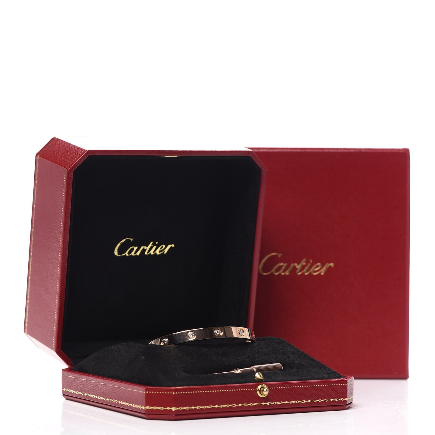 18K Pink Gold 10 Diamond LOVE Bracelet 17