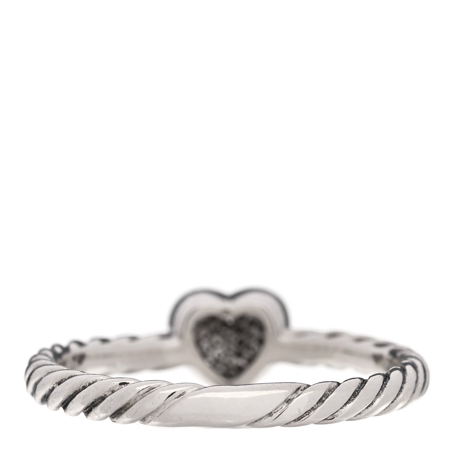 David Yurman Sterling Silver Diamond Cable Classics Heart Ring 50 5.5 3 of 4