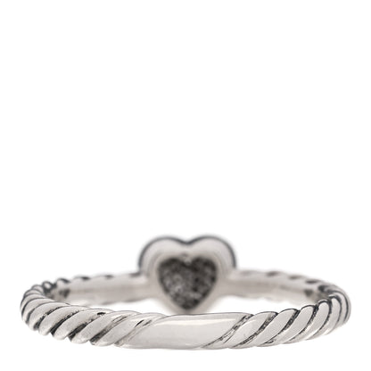 David Yurman Sterling Silver Diamond Cable Classics Heart Ring 50 5.5 3 of 4