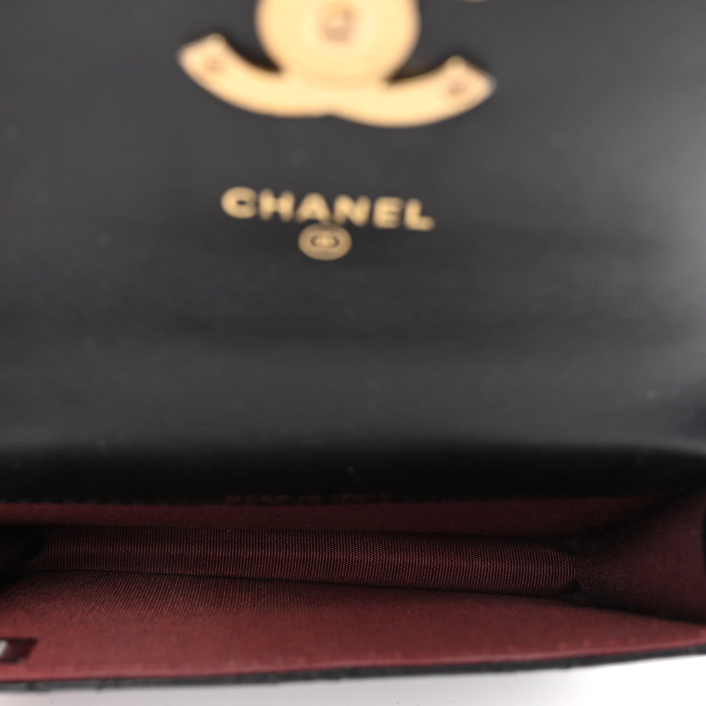 Calfskin Quilted Perfect Fit Coin Purse With Chain Black
