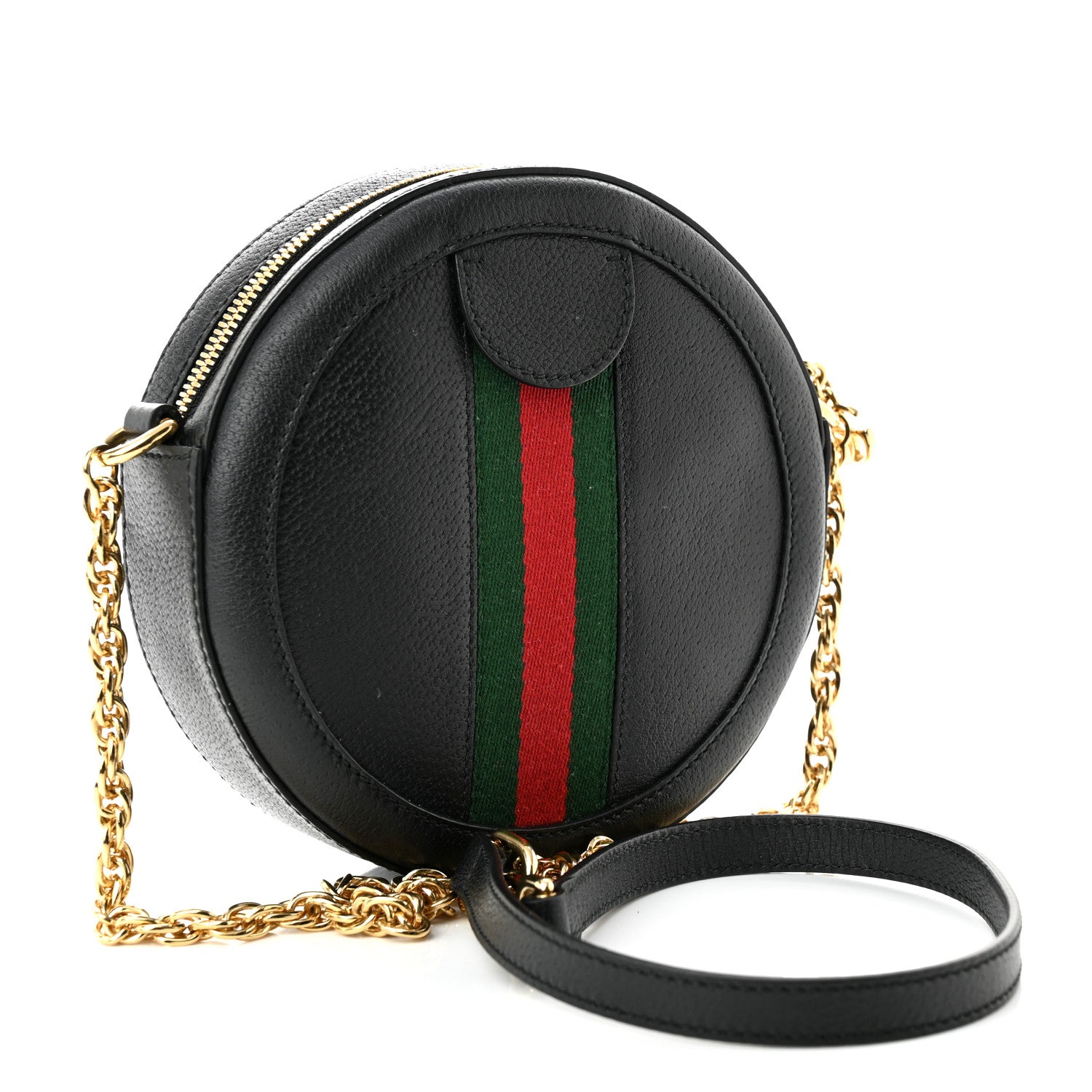 Gucci Grained Calfskin Web Mini Ophidia Round Shoulder Bag Black 3 of 10