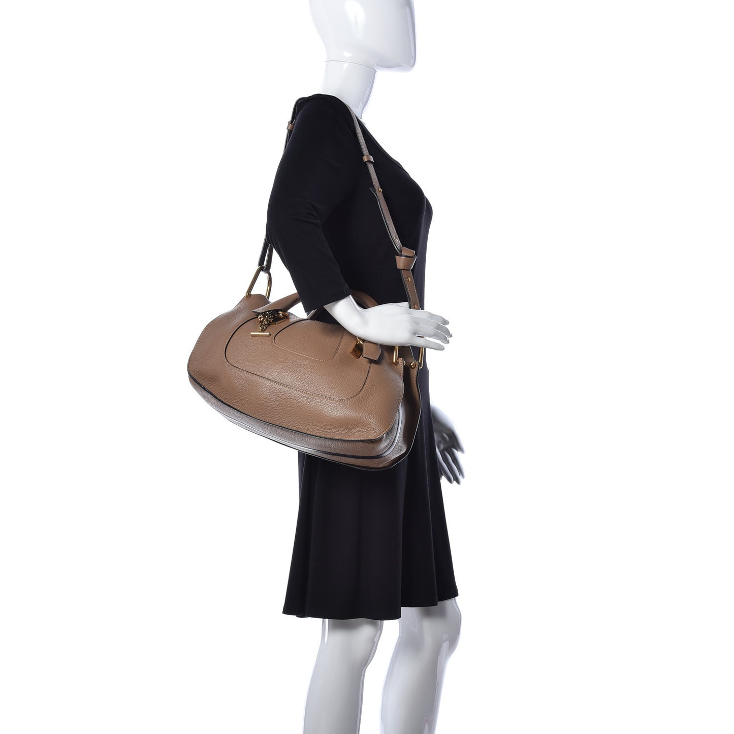 Grained Calfskin Hayley Double Carry Satchel Nut