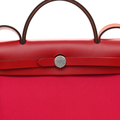 Hermes Military Toile Vache Hunter Herbag Zip PM 31 Rose Mexico Rouge Piment 9 of 13