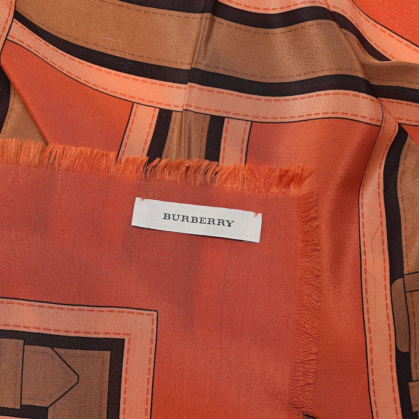 Silk Buckle Print Square Scarf Orange