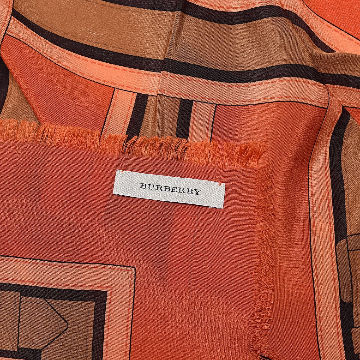 Burberry Silk Buckle Print Square Scarf Orange 3 of 3