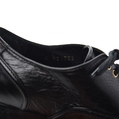 Chanel Crumpled Calfskin Lace Up Platform Oxfords 37 Black 8 of 22
