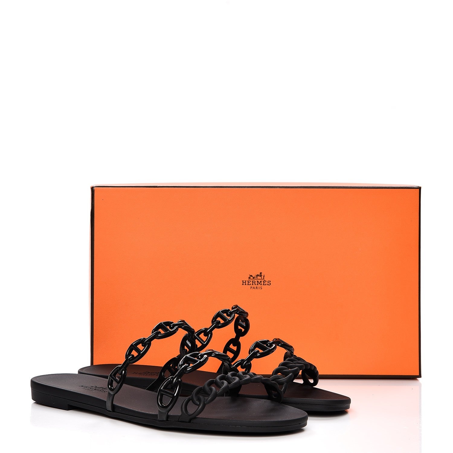 Hermes Rubber Chaine d'Ancre Rivage Sandals 37 Black 8 of 8
