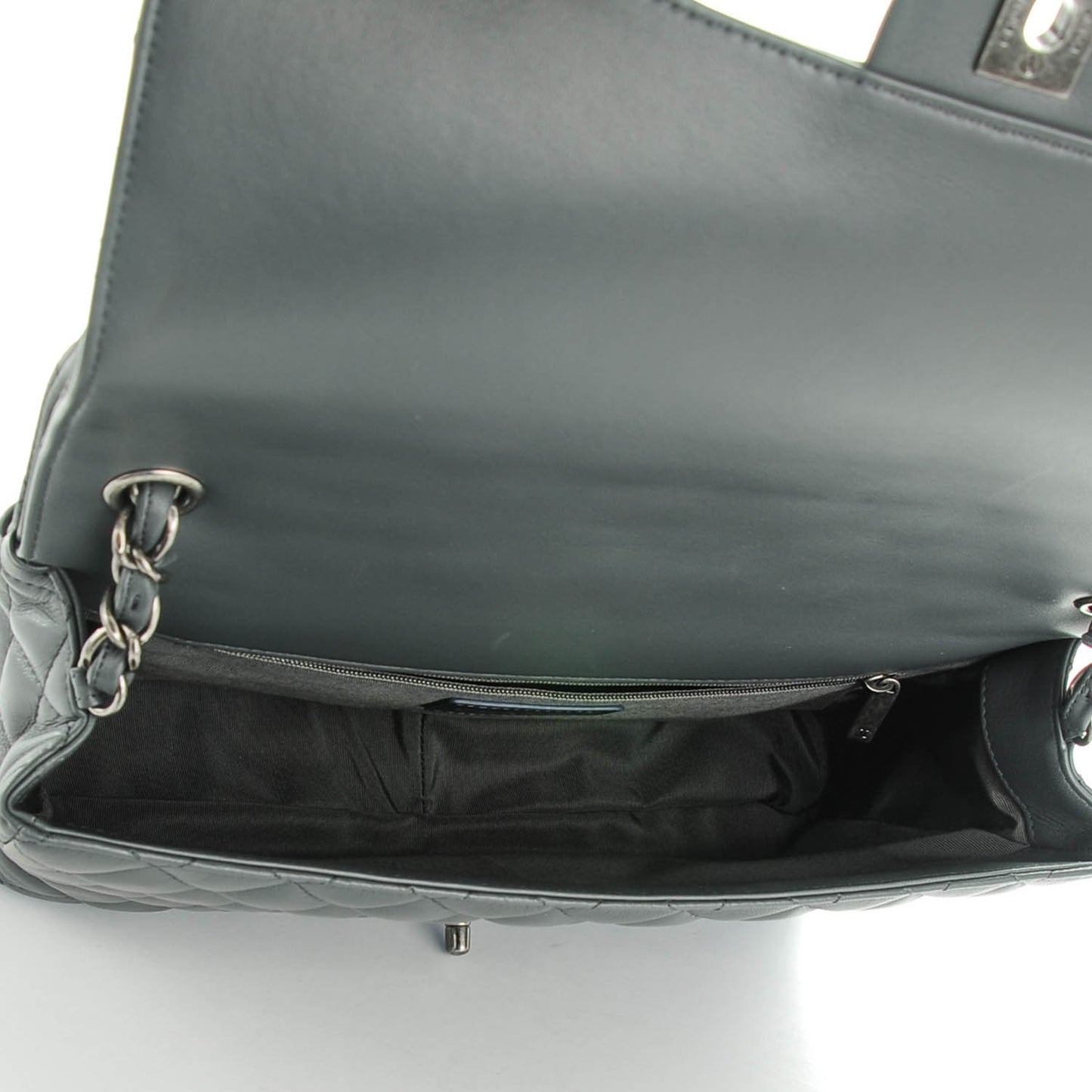 Lambskin Quilted Jumbo Multi Flap Bag Dark Grey