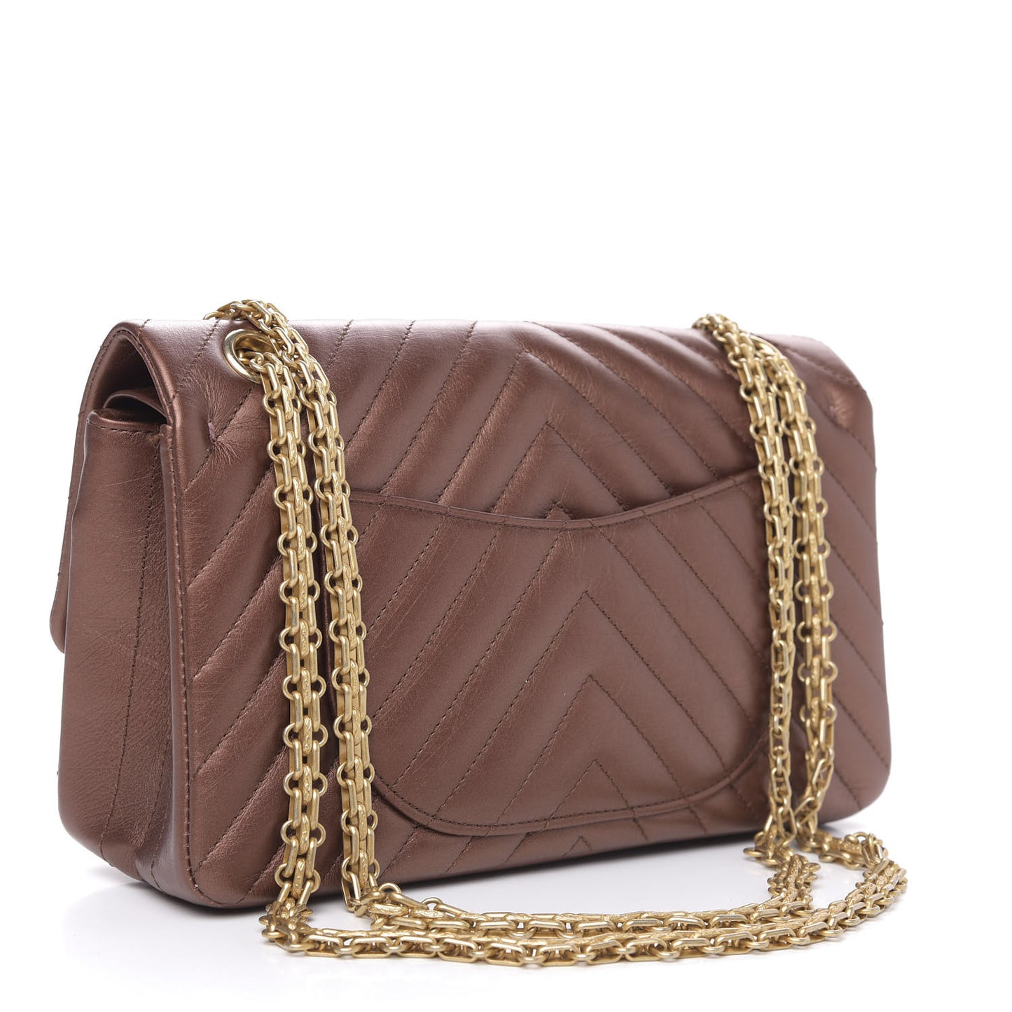 Metallic Aged Calfskin Chevron Quilted 2.55 Reissue 225 Flap Bronze
