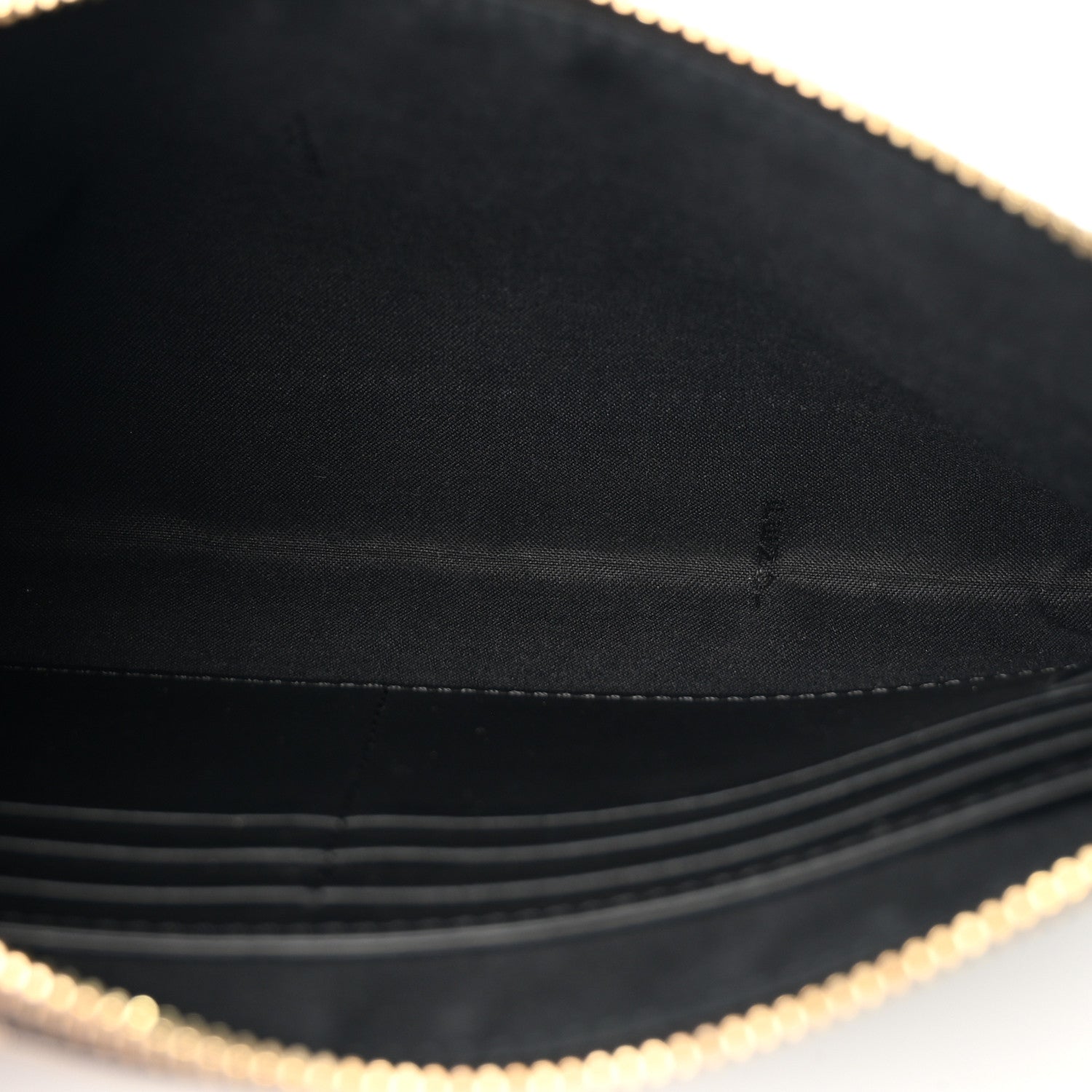 Fendi Glazed Fabric Vitello Century FF 1974 Stamp Patch Small FFreedom Flat Pouch Mogano Panna Black 5 of 8