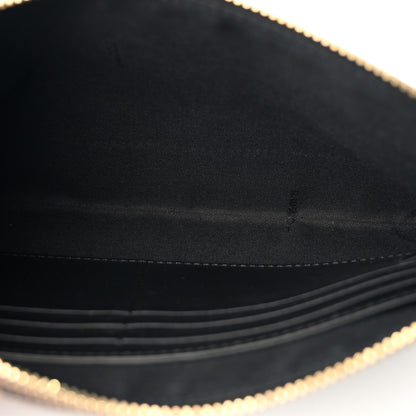 Fendi Glazed Fabric Vitello Century FF 1974 Stamp Patch Small FFreedom Flat Pouch Mogano Panna Black 5 of 8