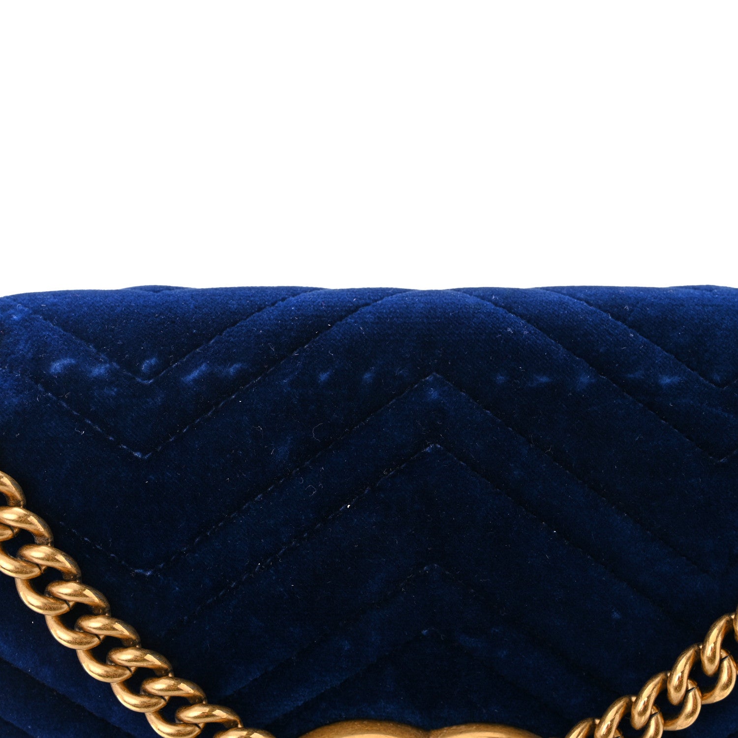 Gucci Velvet Matelasse Mini GG Marmont Shoulder Bag Cobalt Blue 11 of 14