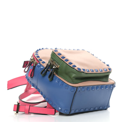 Valentino Garavani Calfskin Colorblock Mini Rockstud Backpack Skin Sorbet Indaco Green Deep Fuxia 3 of 8