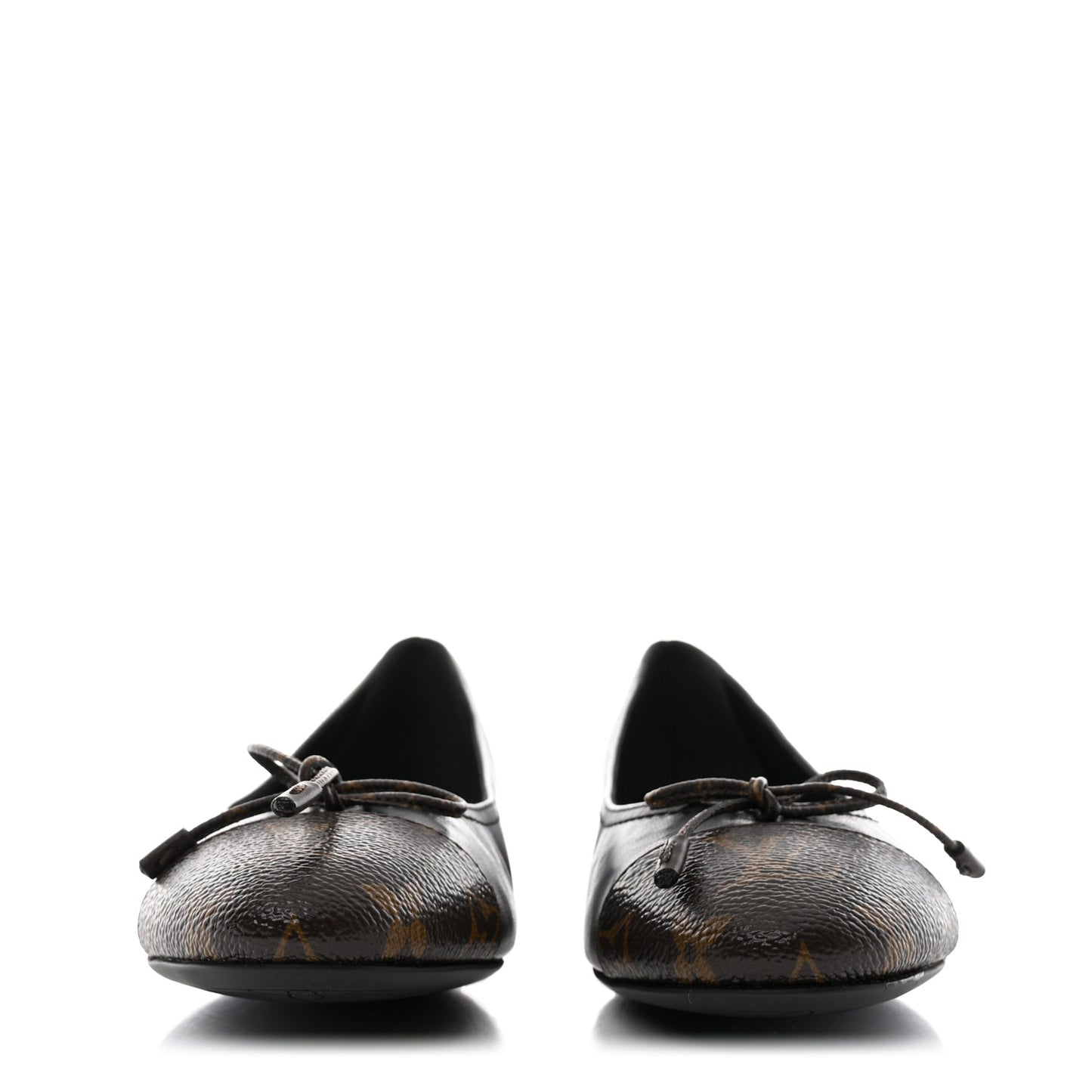 Calfskin Monogram Nylon Bow Ballerina Flats 37 Black