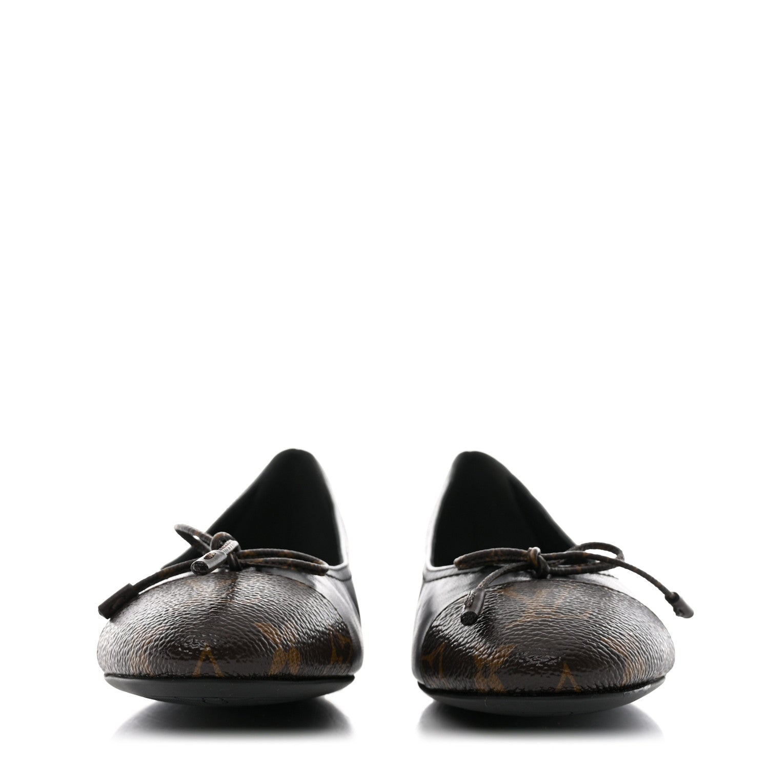 Louis Vuitton Calfskin Monogram Nylon Bow Ballerina Flats 37 Black 2 of 9