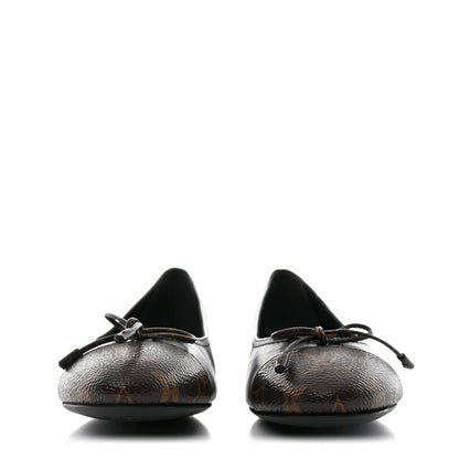 Louis Vuitton Calfskin Monogram Nylon Bow Ballerina Flats 37 Black 2 of 9