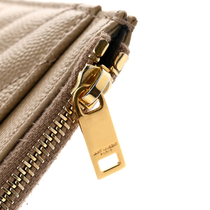 Saint Laurent Grain De Poudre Chevron Monogram Bill Pouch Dusty Grey 10 of 10