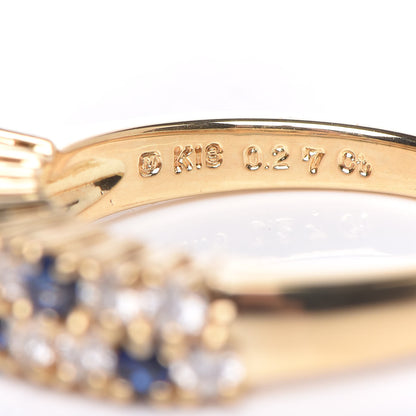 Mikimoto 18K Yellow Gold Diamond Sapphire Band Ring 48 4.5 6 of 7
