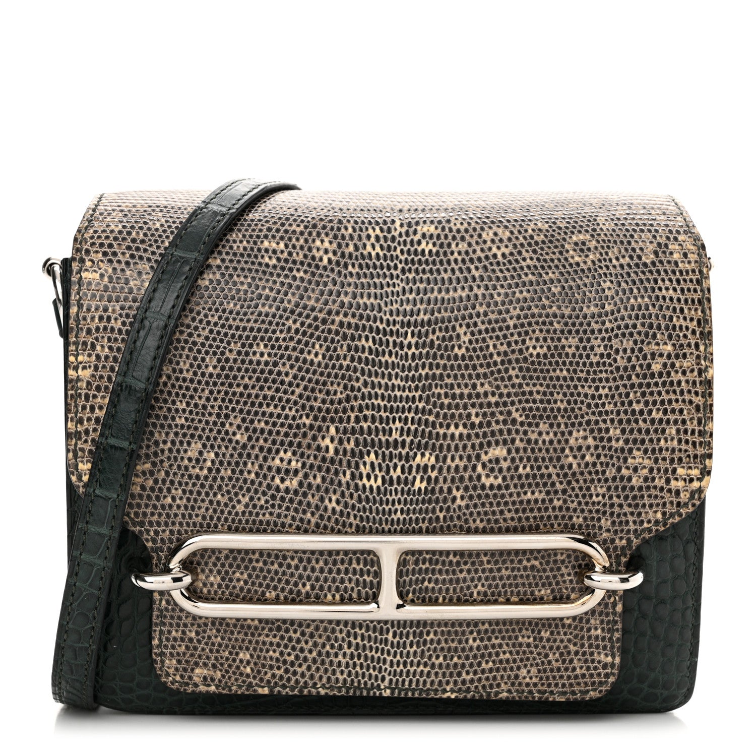 Hermes Matte Alligator Lizard Mini Sac Roulis Ombre Vert Fonce 1 of 11