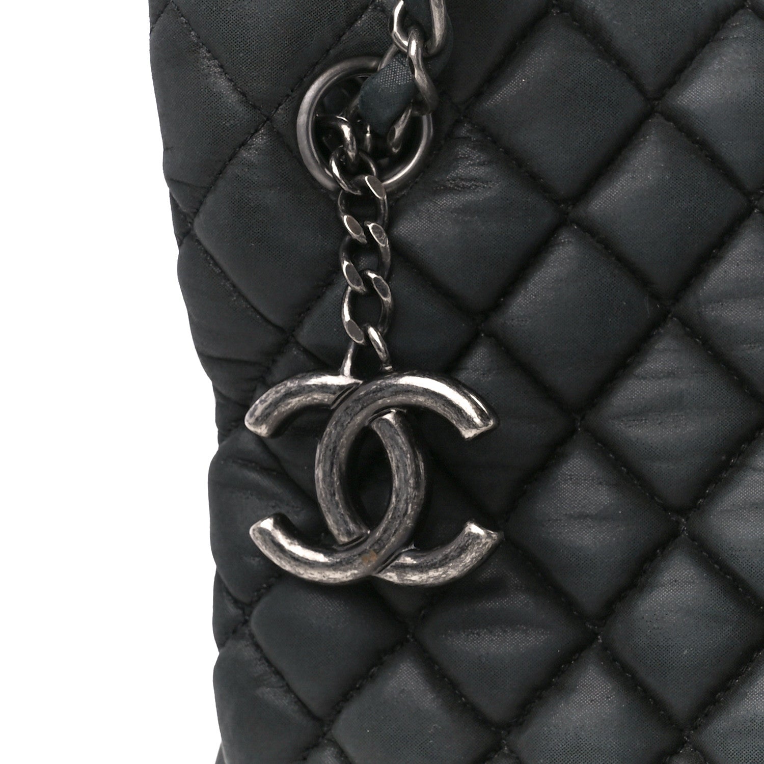 Chanel Iridescent Calfskin Small New Bubble Quilt Tote Dark Grey 7 of 10