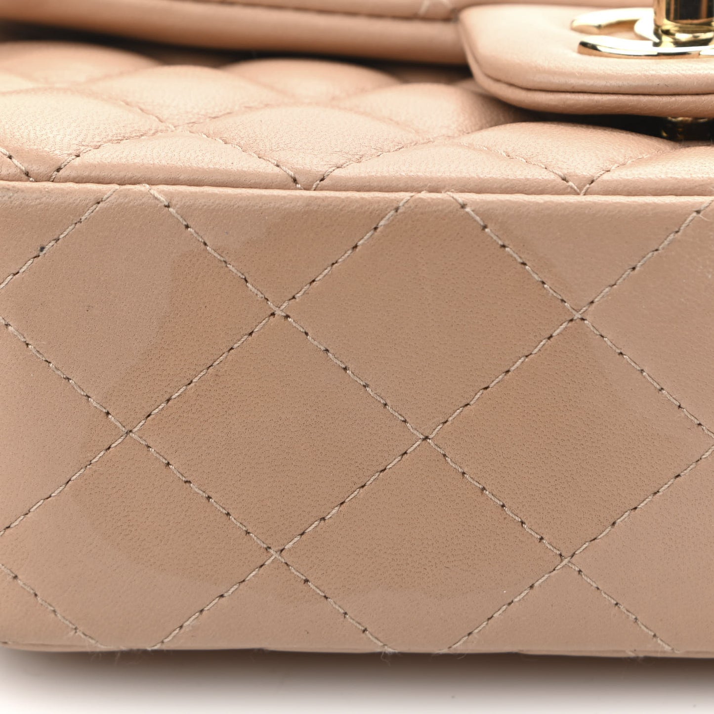Lambskin Quilted Mini Rectangular Flap Beige