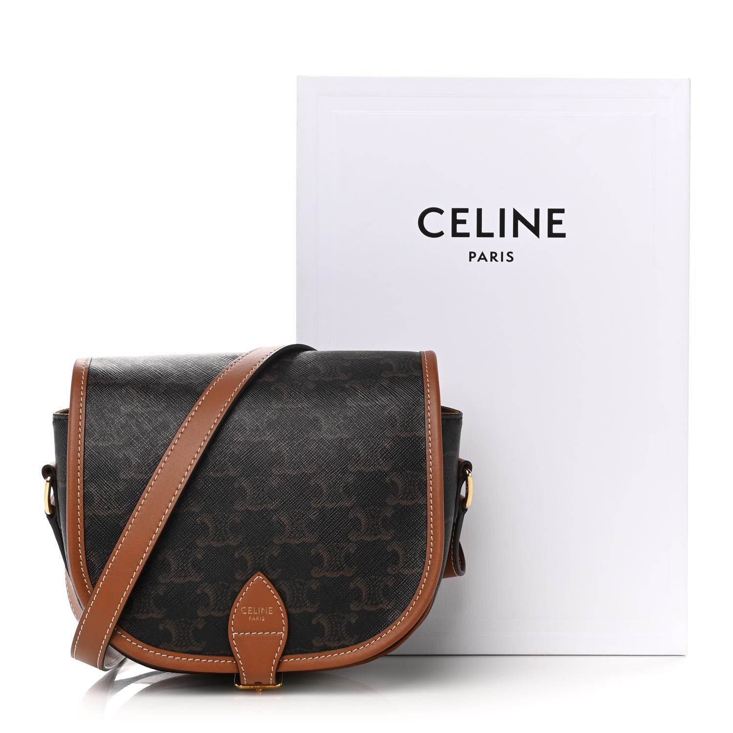 Celine Triomphe Canvas Medium Folco Bag Tan 12 of 12
