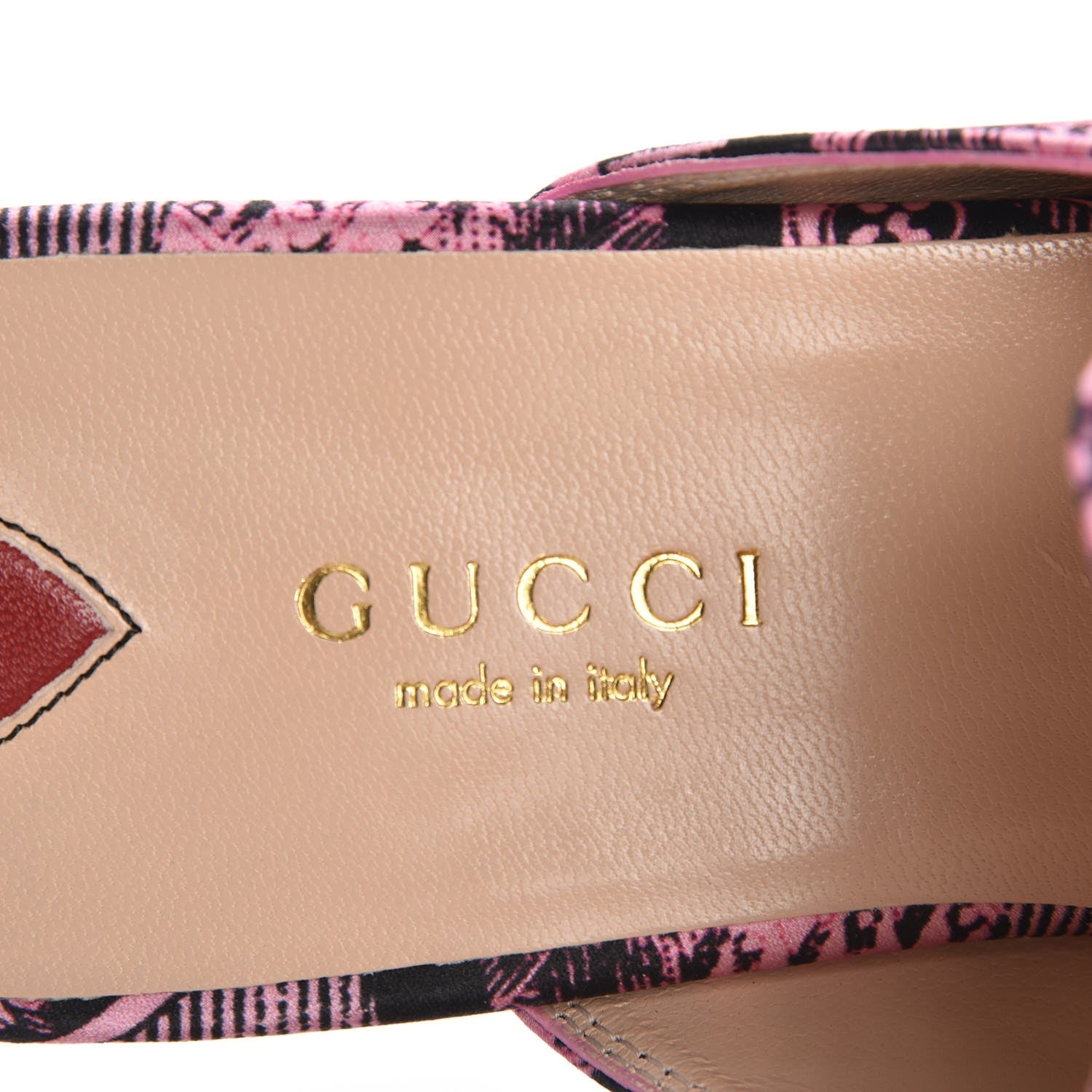 Gucci Silk Satin GG Wallpaper Saint Romain Womens Princetown Slippers 36 Pink Black 7 of 9