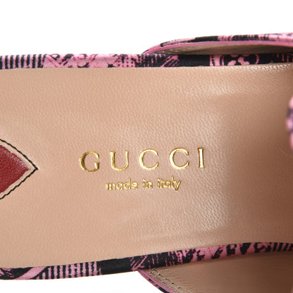 Gucci Silk Satin GG Wallpaper Saint Romain Womens Princetown Slippers 36 Pink Black 7 of 9