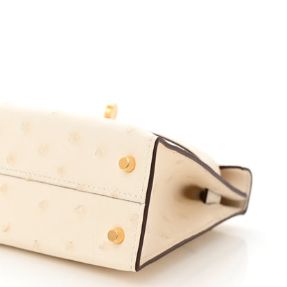 Hermes Ostrich Kelly Sellier Mini 20 Nata 10 of 11