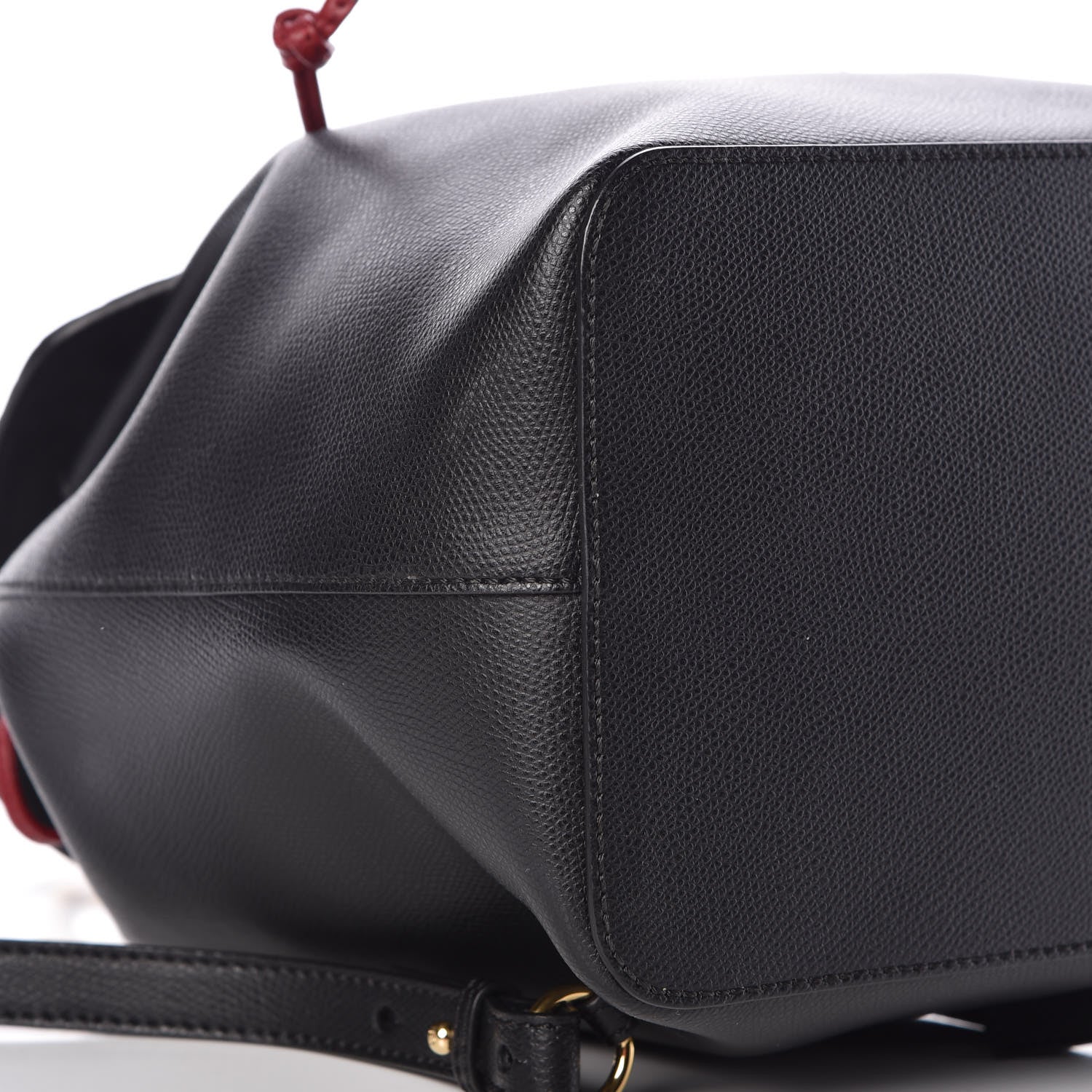 Fendi Vitello Cruise Bi-Color FF 1974 Embossed F is Fendi Drawstring Backpack Black Fragola Maya 9 of 10