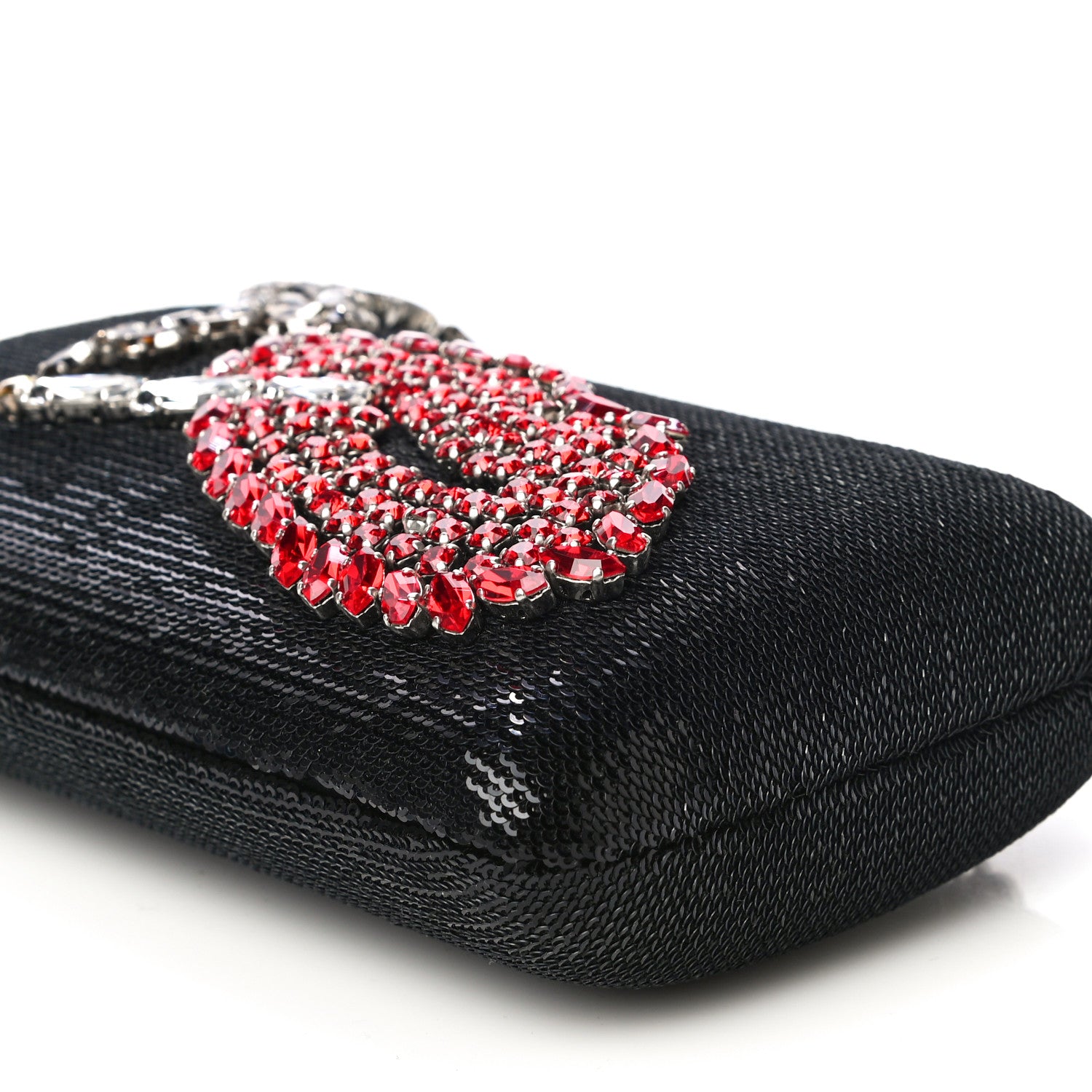 Prada Sequin Crystal Cocktail Chain Clutch Black 11 of 11