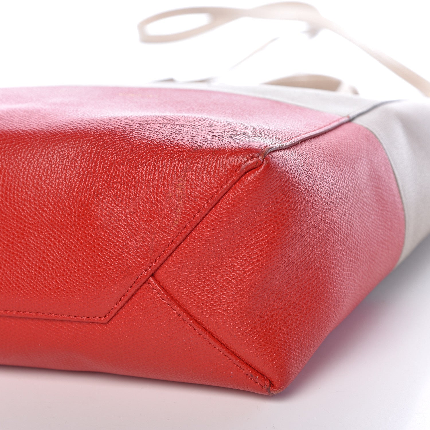 Celine Grained Calfskin Small Vertical Bi-Cabas Beige Red 15 of 17