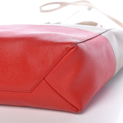 Celine Grained Calfskin Small Vertical Bi-Cabas Beige Red 15 of 17